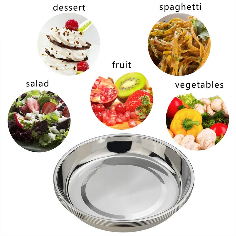 Eagrye 4-Pack Stainless Steel Dinner Plates Dish, Round Plate - Image 4